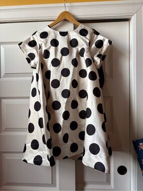 Polka Dot Satin Mini Dress in White and Black